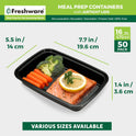 Freshware Meal Prep Containers [50 Pack] 1 Compartment Food Storage Containers with Lids, Bento Box, BPA Free, Stackable