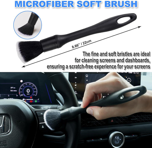 7PCS Car Detailing Brush Set, Ultra Soft Boars Hair Car Interior Detailing Brushes, Car Interior Detailing Kit, Car Cleaning Gel Supplies Kit, Car