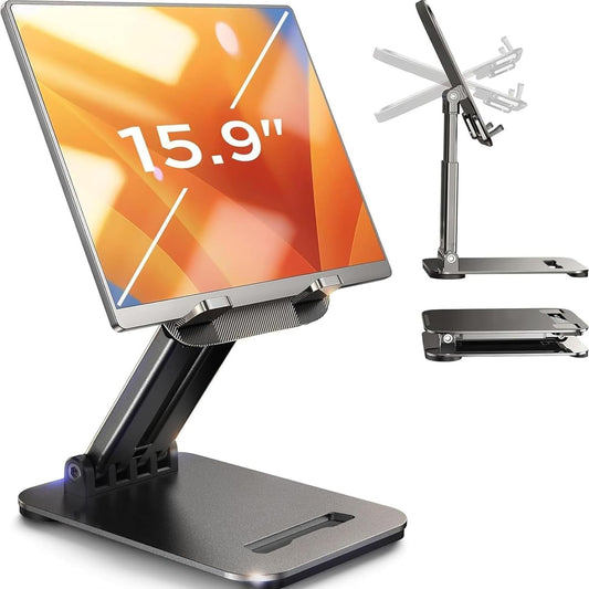 LISEN for iPad Stand Tablet Holder for Desk- Foldable Office Gifts for Men Women Desk Accessories, Home Gadgets Essentials Portable Monitor Stand for