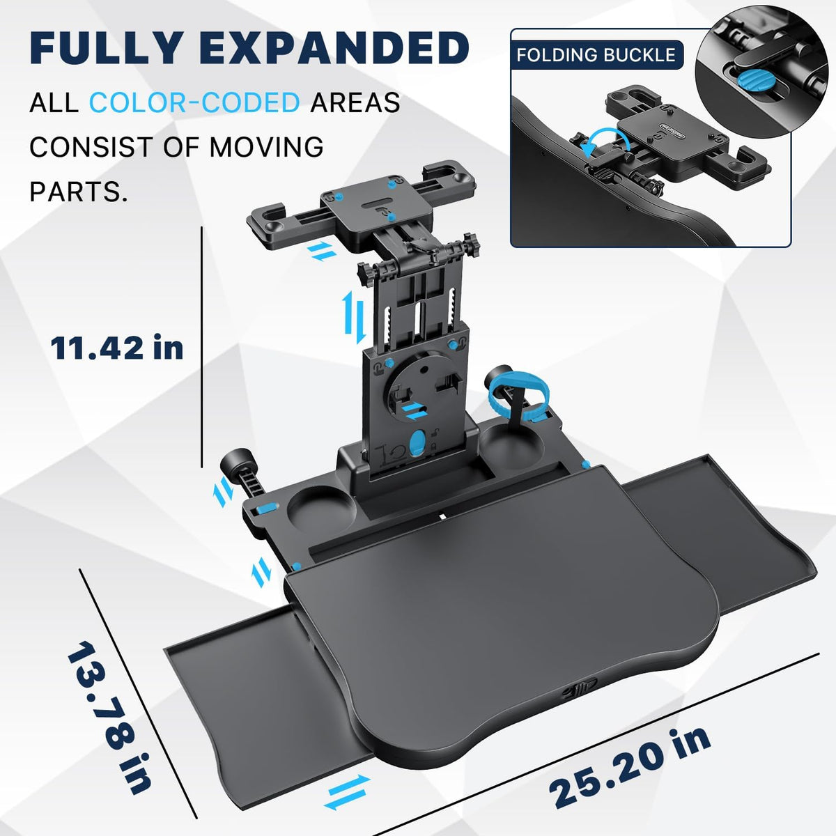 Car Back Seat Tray Table, Stable Foldable Auto Backseat Food Trays Desk for Rear Passenger Road Trip Eating & Work, Multifunctional Adjustable Travel