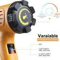 SEEKONE Heat Gun 1800W 122℉-1202℉（50℃- 650℃）Fast Heating Heavy Duty Hot Air Gun Kit Variable Temperature Control Overheat Protection with 4 Nozzles