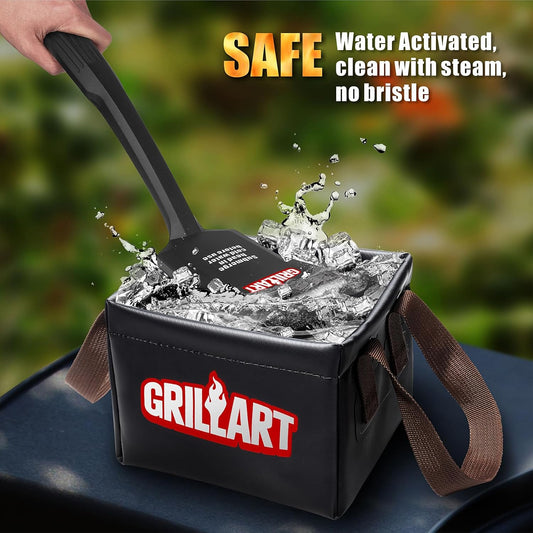 GRILLART Grill Brush Bristle Free, SteamWizards [Ultra Safe & Efficient] Grill Cleaner Brush with 1 Replacement Head, for Cast Iron and Stainless
