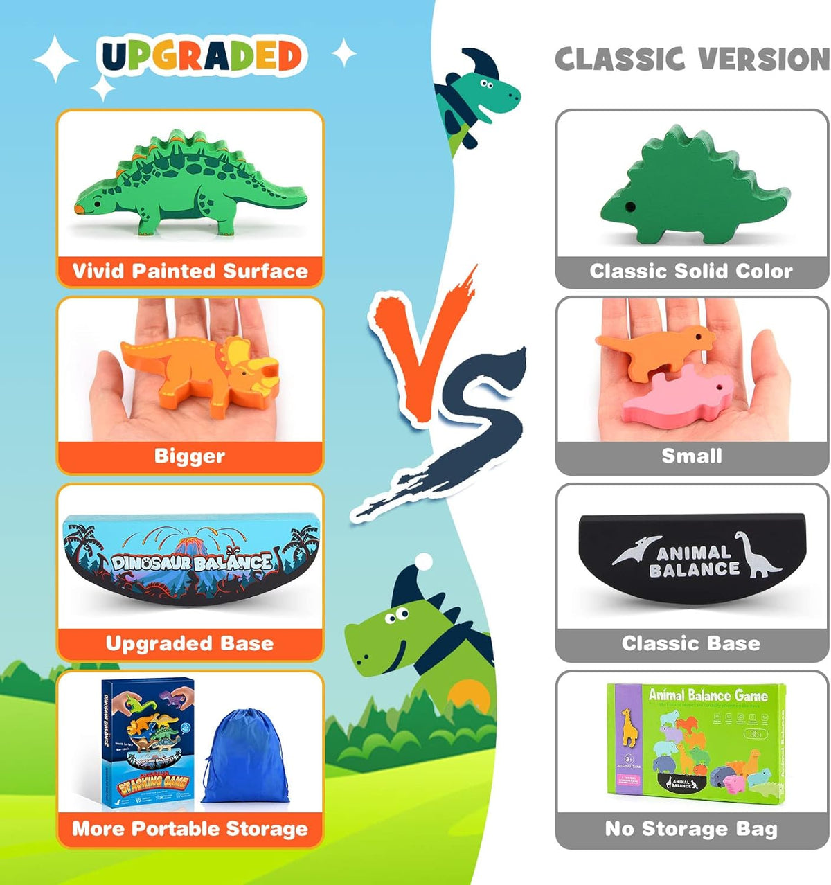 Dinosaur Toys for Kids 3-5: Wooden Stacking Montessori Toys for 3 4 5 6 7 8 Year Old Boys Girls Christmas Birthday Gifts for Kid Ages 4-8 Balance