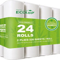 ECOLipak Bamboo Toilet Paper, Septic Safe Toilet Tissue, 24 Double Rolls, 320 Sheets Per Roll, Tree Free, Non Toxic, 2 Ply, Soft and Absorbent, Eco