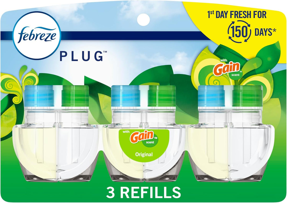 Febreze Plug In Air Freshener, Odor-Fighting Scented Oil Refill, Air Fresheners for Home and Bathroom and Kitchen, Long Lasting for Strong Odors