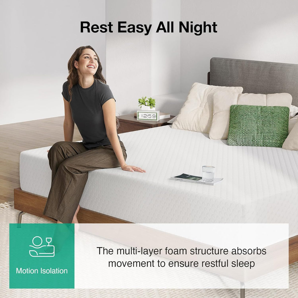 Novilla King Mattress, 12 Inch King Size Memory Foam Mattress with Comfort Foam for Pressure Relief & Cool Fresh Sleep, Removable Washable