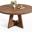 LITTLE TREE Round Dining Table for 4-6 People, 47 Inches Dining Room Table with Wooden Pedestal Base, Brown Dinner Tables, Circle Kitchen Tables for