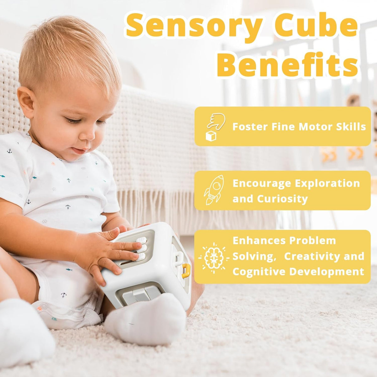 Busy Cube Toy for 1 Year Old Boy, Montessori Toys for 1+ Year Old, Travel Sensory Toys for Toddlers 1-3, Learning Fine Motor Skills| 1st Birthday
