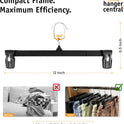 Hanger Central 30 Pack Pants Hangers – 12 Inch Slim Plastic Clothes Hangers with Clips for Skirts, Shorts & Trousers – Non Slip Grip, Heavy Duty