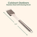 Cuisinart Stainless Steel 16.5" Long Handle Grill Cleaner Brush and Scraper for BBQ, Griddle, Grills, Cookout Tool, Grill Brush for Outdoor Grills
