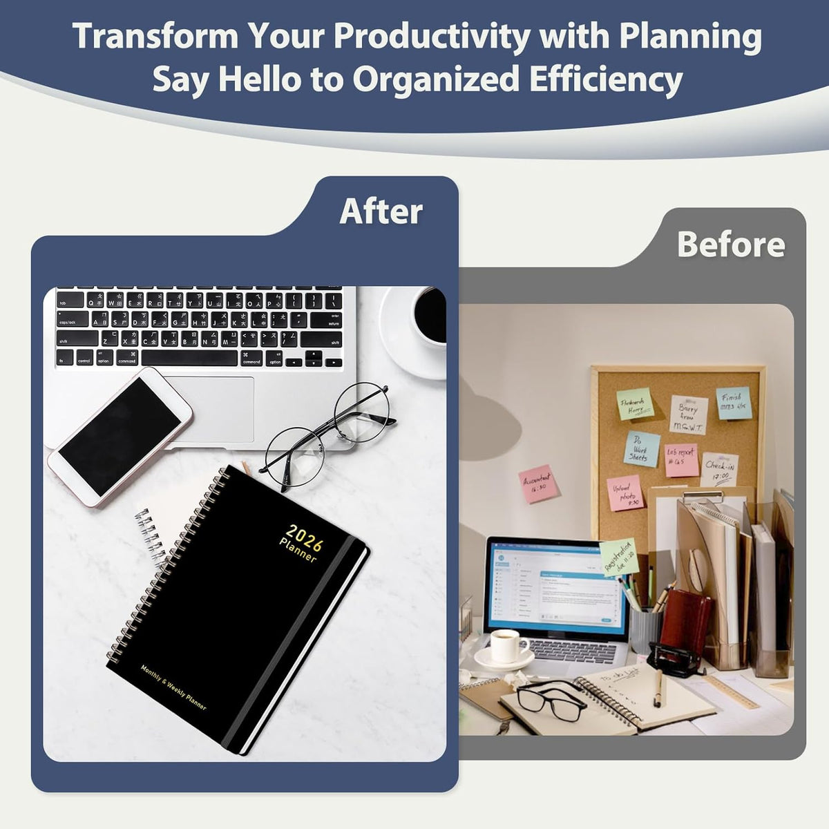 2026 Planner, Weekly and Monthly Calendar Academic Planner, Jan 2026 - Dec 2026, Planning Agenda Book for Desk Accessories and School Supplies - A5