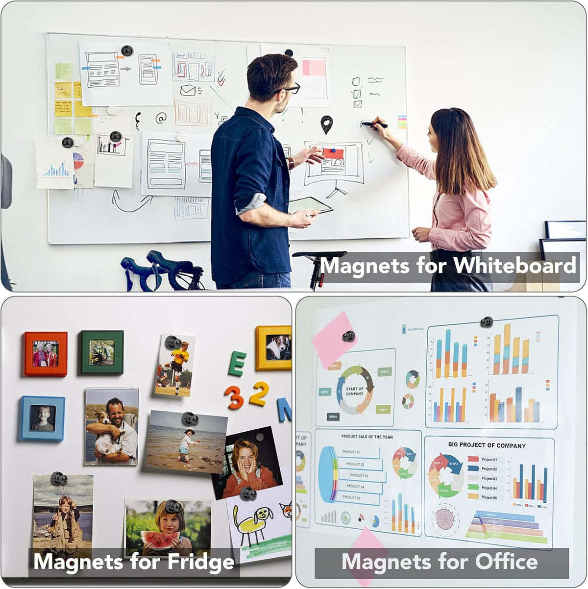 LOVIMAG Fridge Magnets 12Pcs Refrigerator Whiteboard Small Strong Magnet Classroom Kitchen Accessories Decorative Locker Set Decor Must Haves Office