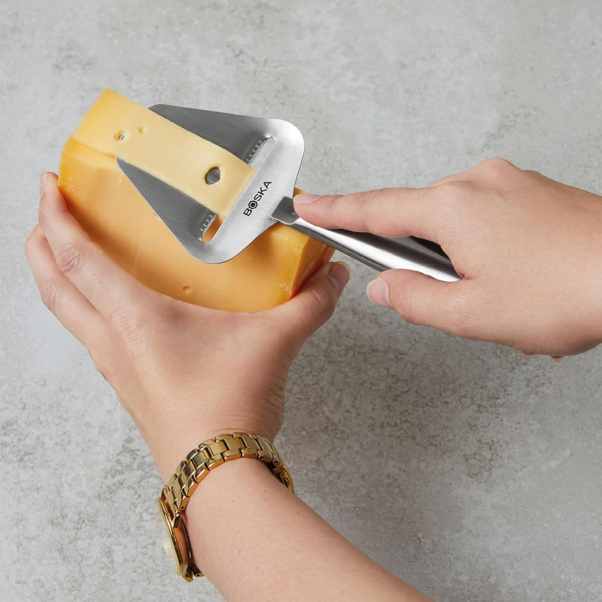 Boska Stainless Steel Cheese Slicer - Copenhagen For All Types of Cheese - Multi-Functional Cheese Slicer - Handheld Slicer - Silver Non-Stick