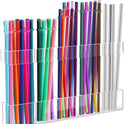 9.5” Large Acrylic Straw Holder for Cabinet Door - Reusable Tumbler Straw Organizer Storage, Small Kitchen Accessories Container, Ultra Sticky