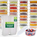 Freshware Food Storage Containers [50 Set] 8 oz Plastic Deli Containers with Lids, Slime, Soup, Meal Prep Containers | BPA Free | Stackable