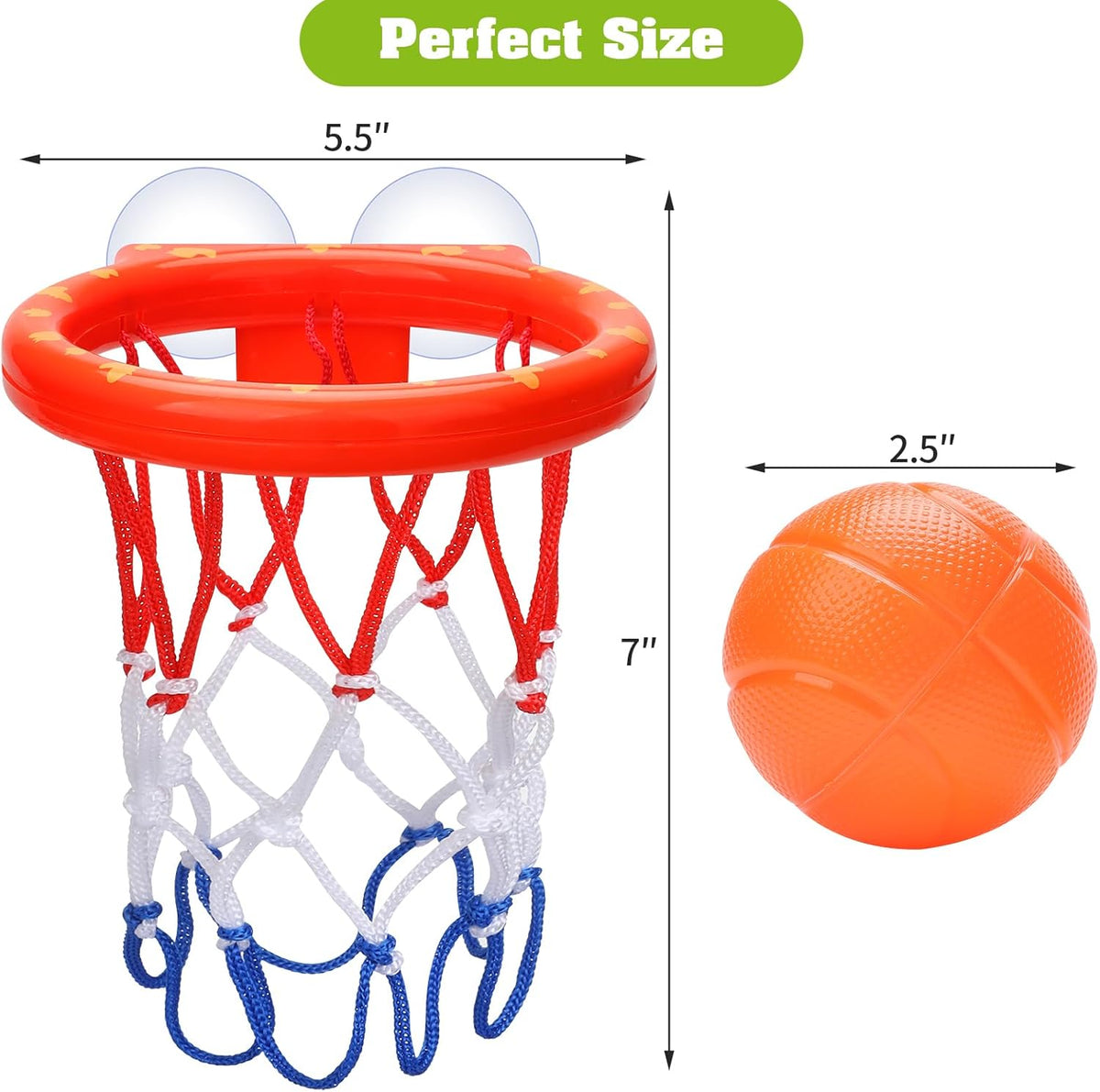 Bath Toys - Bathtub Basketball Hoop for Kids Toddlers - Bath Toys Shower Toys for Kids Ages 4-8,Suction Cup Basketball Hoop & 3 No Hole Balls Set for