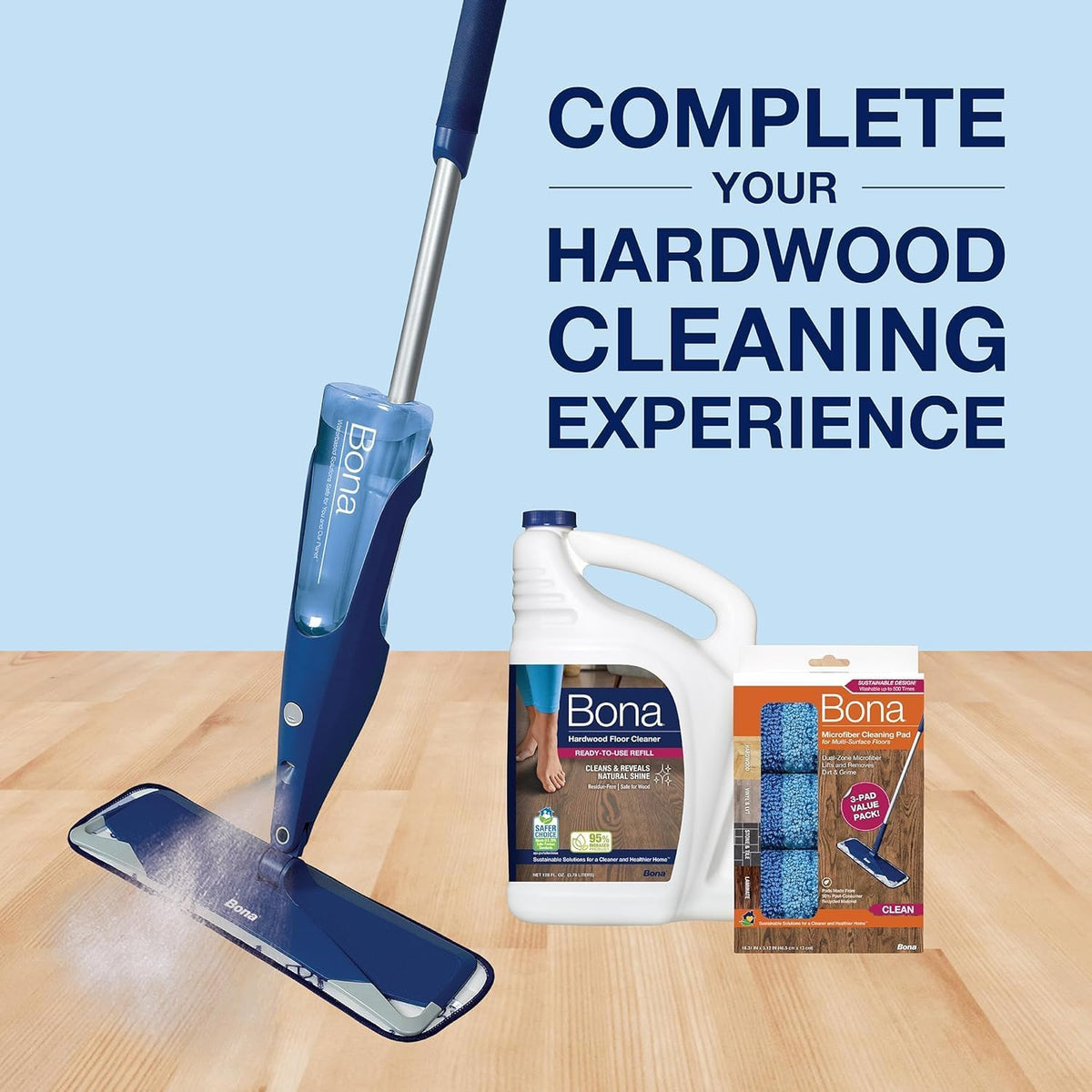 Bona Hardwood Floor Cleaner Refill - 128 fl oz - Unscented - Refill for Bona Spray Mops and Spray Bottles - Residue-Free Floor Cleaning Solution for