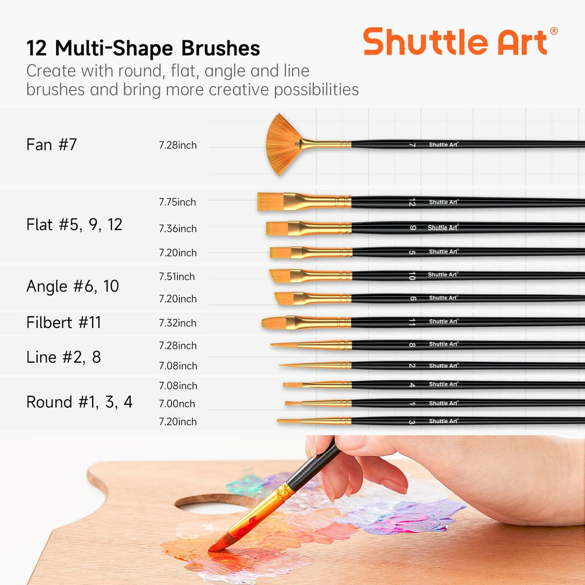 Shuttle Art Acrylic Paint, 50 Colors Acrylic Paint Set, 2oz/60ml Bottles, Rich Pigments, Water Proof, Premium for Artists, Beginners and Kids on