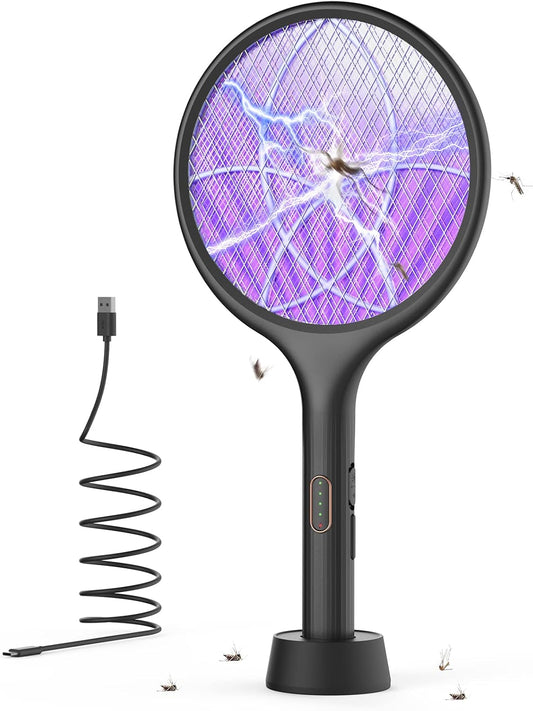 YISSVIC Electric Fly Swatter Bug Zapper Racket Dual Modes Mosquito Killer with Purple Mosquito Light Rechargeable for Indoor Home Office Backyard