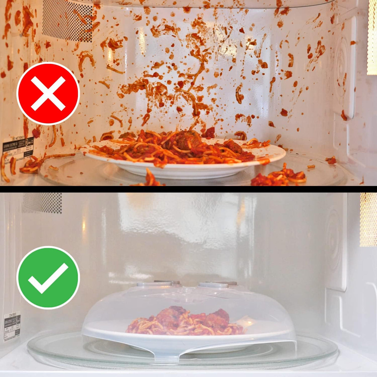 HOVER COVER Magnetic Splatter Cover, 12-Inch Clear BPA-Free Food Lid, Vented Plate Guard with Steam Vents, Anti-Splash Microwave Lid, Dishwasher