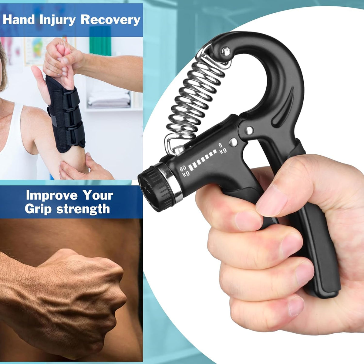 AIXPI Grip Strength Trainer, Hand Grip Exerciser Strengthener with Adjustable Resistance 11-132 Lbs (5-60kg), Forearm Strengthener, Hand Exerciser