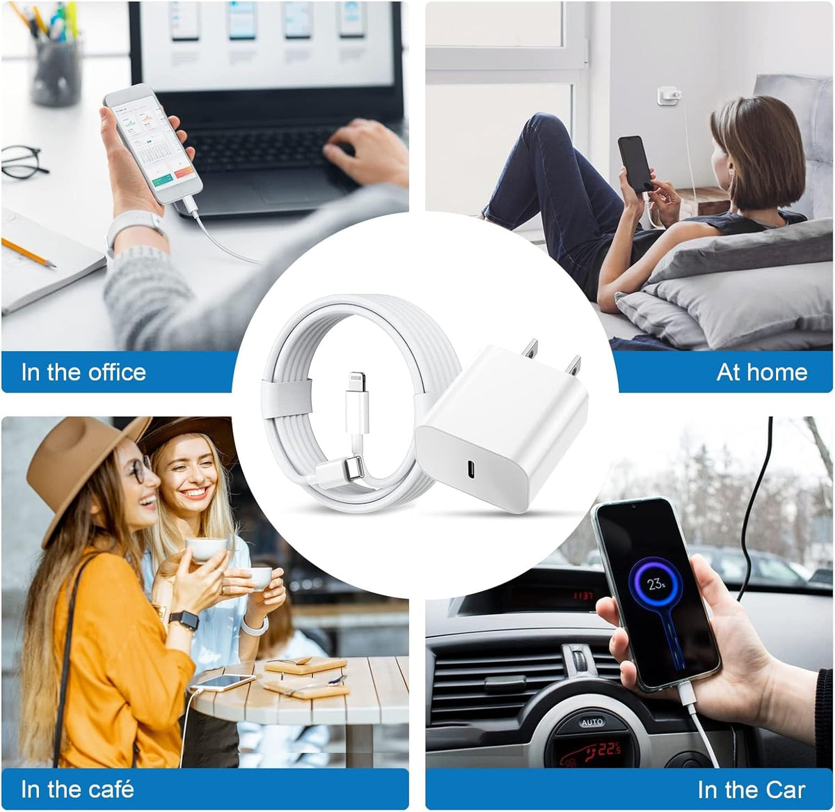 iPhone Charger Fast Charging,20W PD USB C Wall Charger 4 Pack with 6FT Fast Charging Cable - Fast Charger for iPhone 14/14 Pro Max/13/13 Pro/12/12
