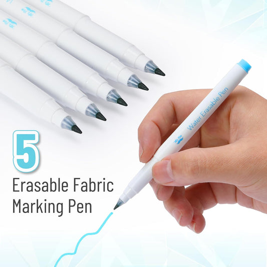 Mr. Pen- Fabric Markers for Sewing, 5 Pack, Blue, Erasable, Water Soluble Fabric Marker, Fabric Pens for Sewing Erasable, Washable Fabric Marker