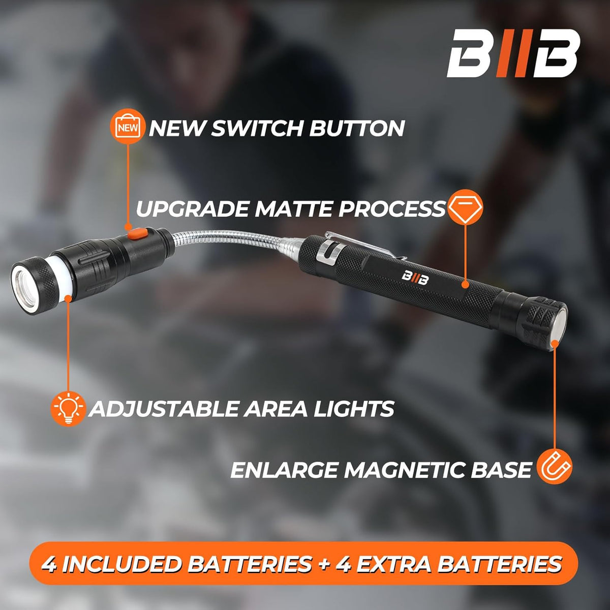 BIIB Stocking Stuffers for Men Adults, Gifts for Men LED Telescoping Magnetic Pickup Tools, Mens Gifts for Dad Him Boyfriend, White Elephant Gifts