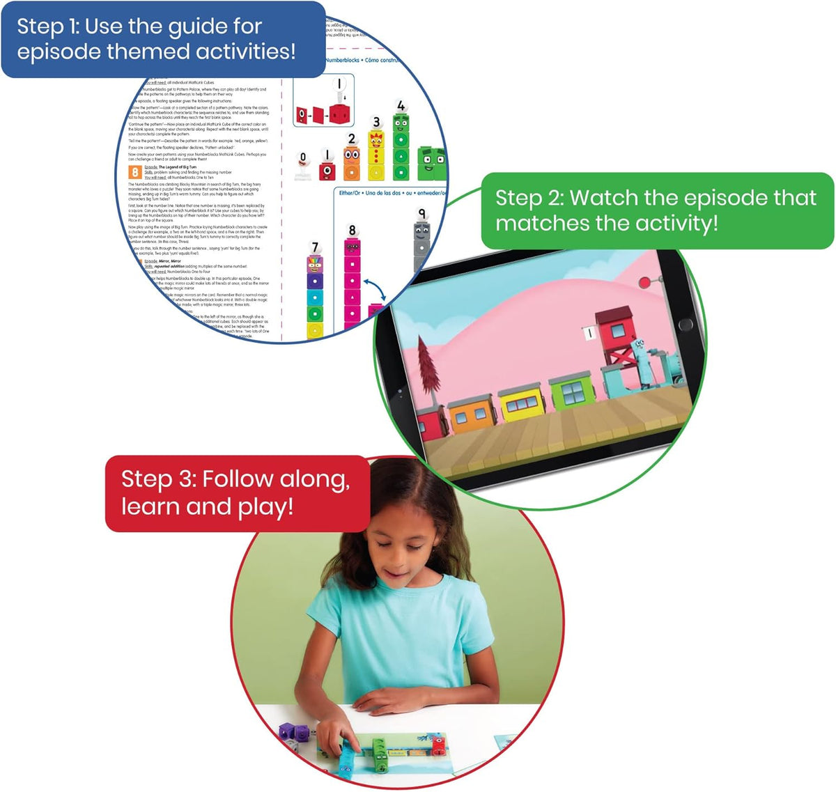 hand2mind MathLink Cubes Numberblocks 1-10 Activity Set, 30 Preschool Learning Activities, Counting Blocks, Linking Cubes, Educational Toys for Kids