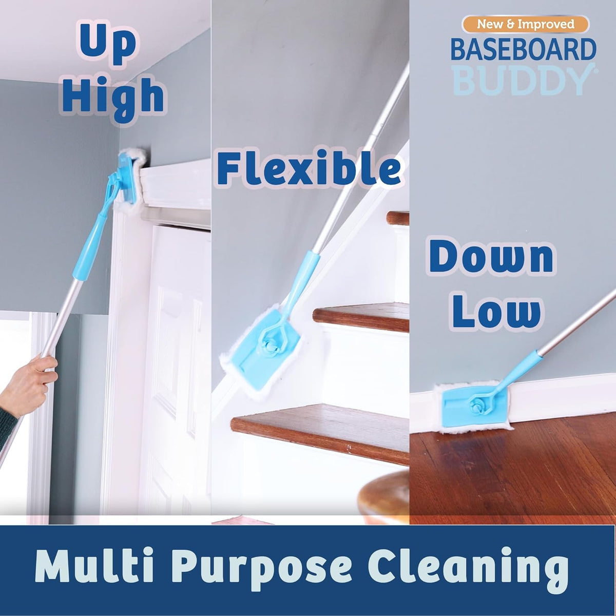 Baseboard Buddy | Lightweight Home Cleaning Essential, Perfect for Baseboards, Moldings & Walls, Glide & Wipe Trapping & Locking Dirt & Dust | As