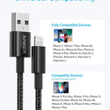 Anker 6 ft Premium Double-Braided Nylon Lightning Cable, Apple MFi Certified for iPhone Chargers, iPhone X/8/8 Plus/7/7 Plus/6/6 Plus/5s, iPad, iPad