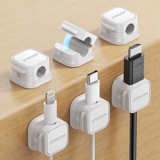 6 Pack Magnetic Cable Clips [Cable Smooth Adjustable] Cord Holder, Under Desk Cable Management, JOYROOM Adhesive Wire Holder Keeper Organizer for