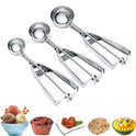Ice Cream Scoop, 3Pcs Cookie Scoop Set, Stainless Steel Ice Cream Scooper with Trigger Release, Large/Medium/Small Cookie Scooper for Baking, Cookie