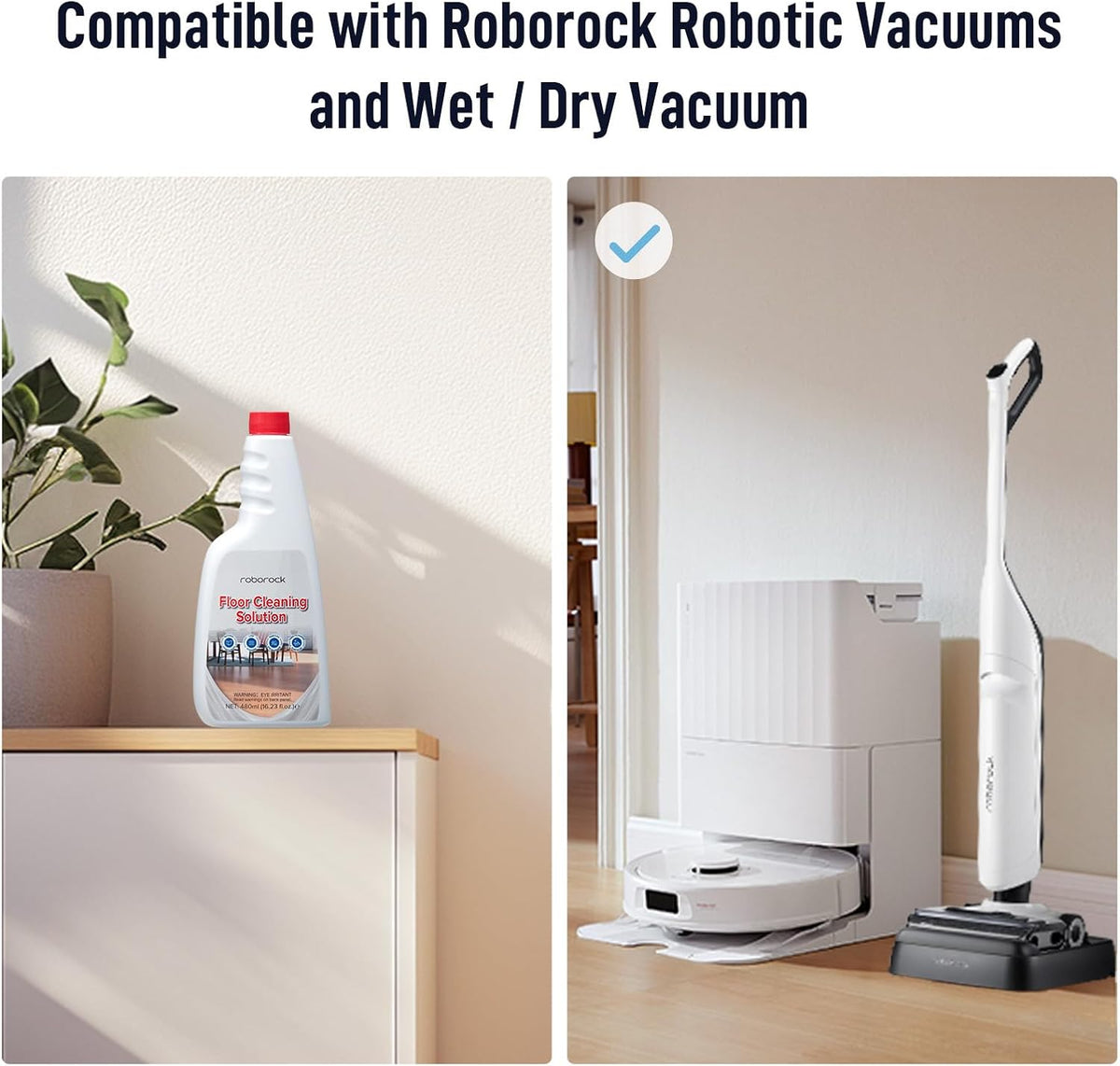 roborock Official Floor Cleaning Solution, Floor Cleaner for Hardwood Tile Hardfloor, Compatible Robot Vacuums with Mopping and Wet Dry Vacuum, 16.2