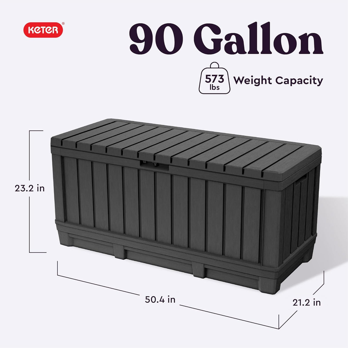 Keter Kentwood 92 Gallon Resin Deck Box-Organization and Storage for Patio Furniture Outdoor Cushions, Throw Pillows, Garden Tools and Pool Floats