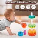 Baby Spinning Stacking Toys for Toddlers 1-3, Rainbow Ring Stacker Montessori Toys for Babies 6-12 Months, 1 2 3 One Year Old Girl Boy Birthday