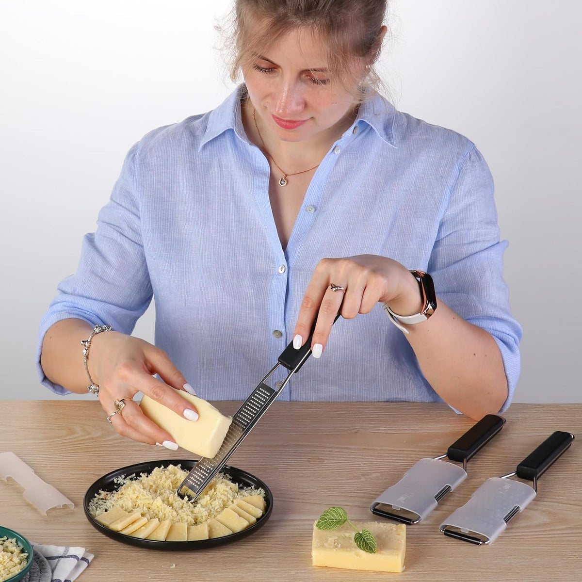 Cambom Lemon Zester Grater Three-piece Suit - Heavy Duty Kitchen Tool for Parmesan Cheese, Ginger, Garlic, Nutmeg, Chocolate