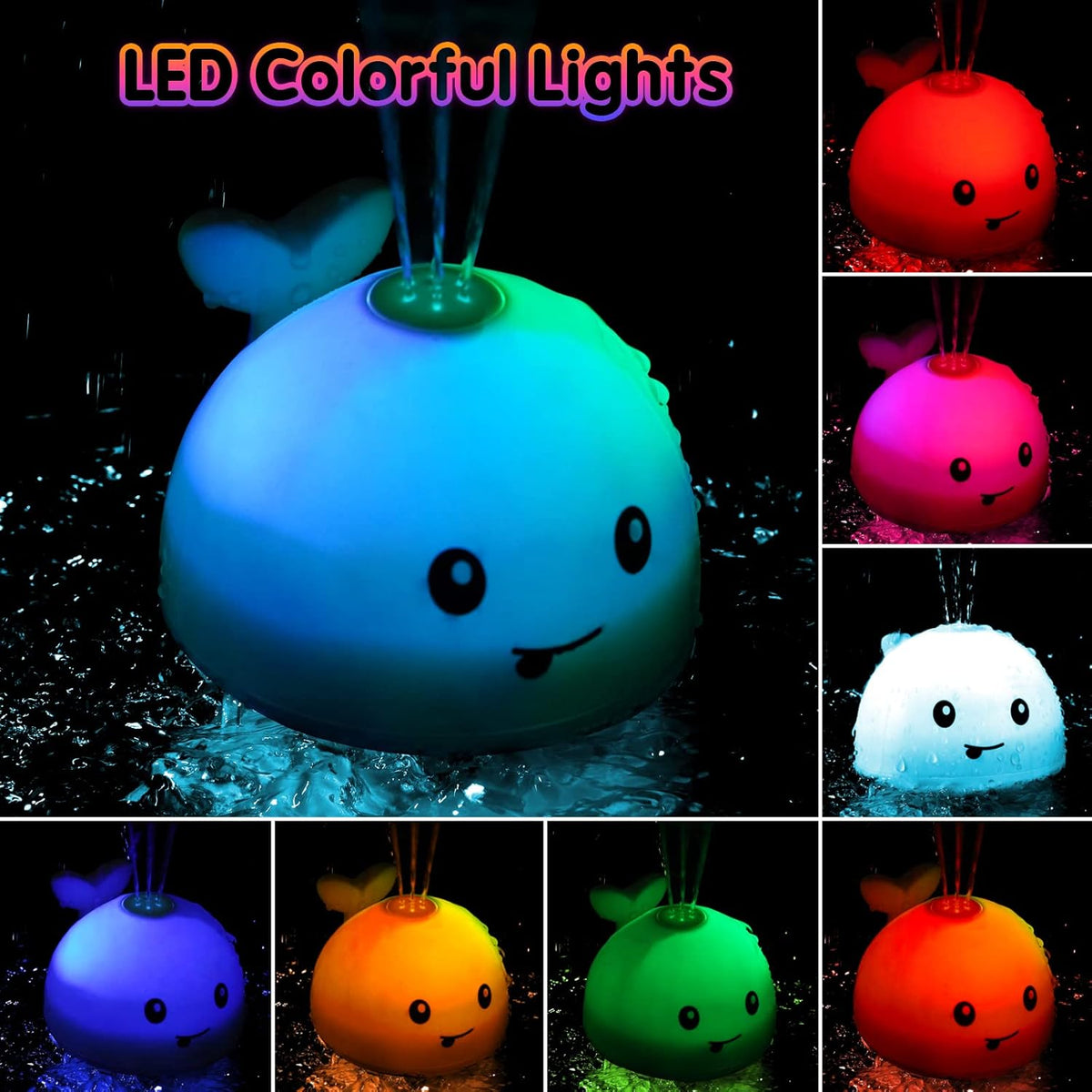 Baby Bath Toys, Toddler Bath Toys for Kids Ages 1-3, Stocking Stuffers 1 2 3 Year Boy Girl Gifts, Infant Baby Toy 6-12-18 Months, Light Up Whale Bath