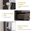 Makeup Vanity Desk with Mirror and Lights, Black Vanity Table Set with Storage Drawers, Charging Station, Cabinets & Chair, Large Dressing Table with