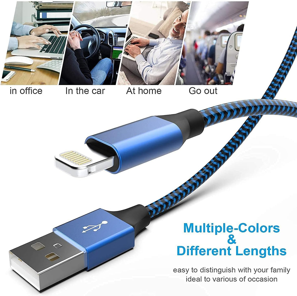 [Apple MFi Certified] 6Pack 3/3/6/6/6/10 FT iPhone Charger Nylon Braided Fast Charging Lightning Cable Compatible iPhone 14 Pro/13 mini/13/12/11 Pro