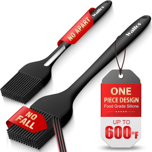 Walfos 600°F Heat Resistant Silicone Basting Brushes BPA Free Pastry Brush, Spread Oil Butter Sauce for BBQ Grill Baking Kitchen Cooking, Dishwasher