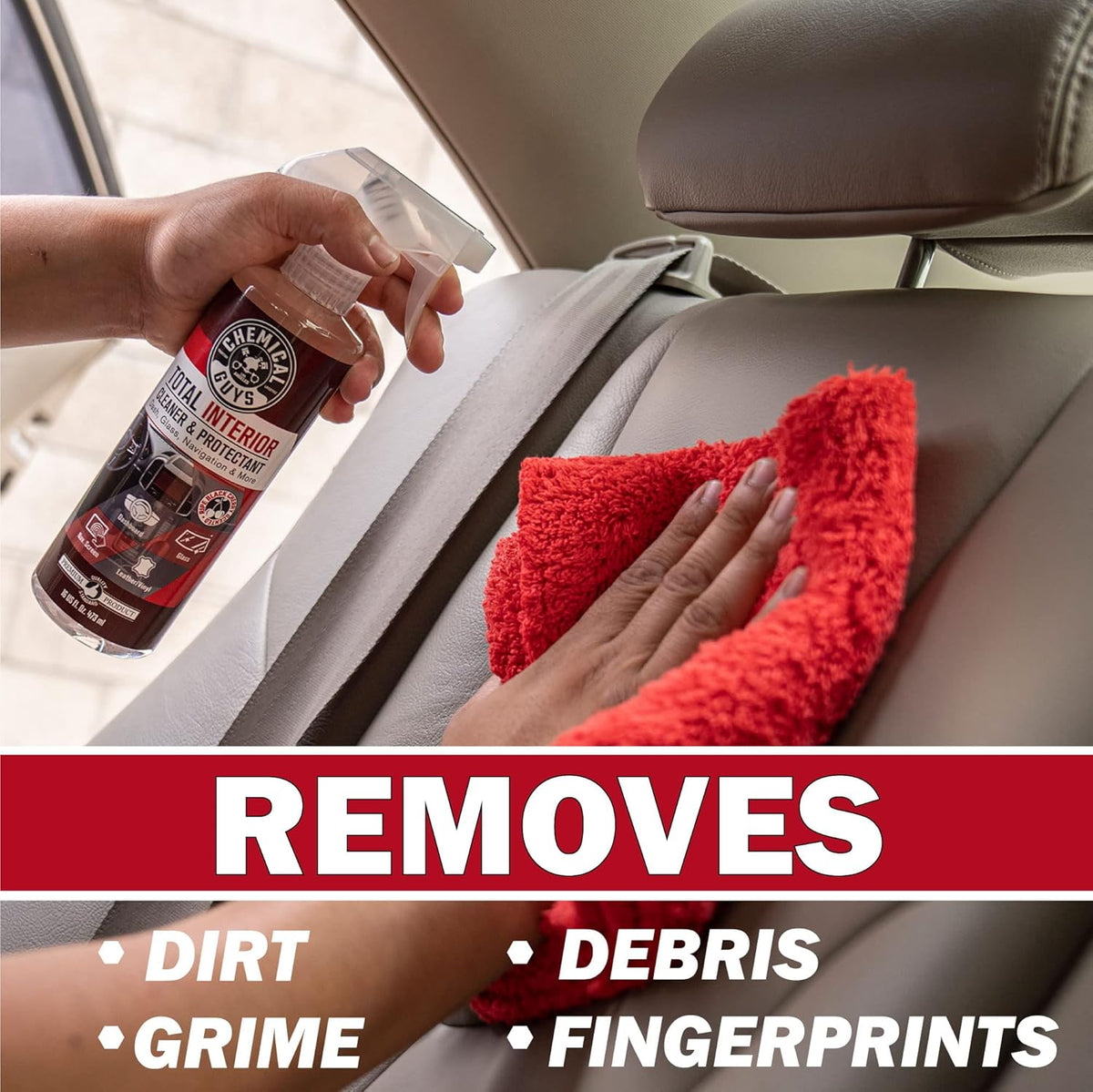 Chemical Guys Total Interior Cleaner & Protectant - Black Cherry, Car Cleaning Spray, Cleans and Protects Leather, Vinyl, Plastic, Rubber, and Glass