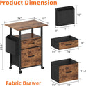 GYIIYUO 2 Drawer File Cabinet with 24'' Extended Desktop, Mobile Filing Cabinet, Rolling File Cabinet with Side Bag, Fabric Drawer, Fits A4/Letter