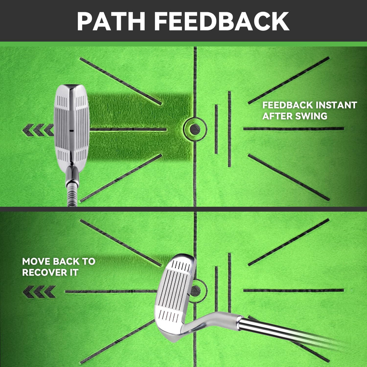 Golf Hitting Mat, Golf Training Mat for Swing Path Feedback Detection Batting,Extra Replaceable Golf Practice Mat 16"x12", Golf Gifts for Men Women