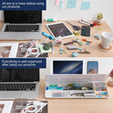 TSJ OFFICE Small Desktop Whiteboard -Glass Dry Erase Board Computer Keyboard Stand White Board Surface Pad with Drawer, Desk Organizers with