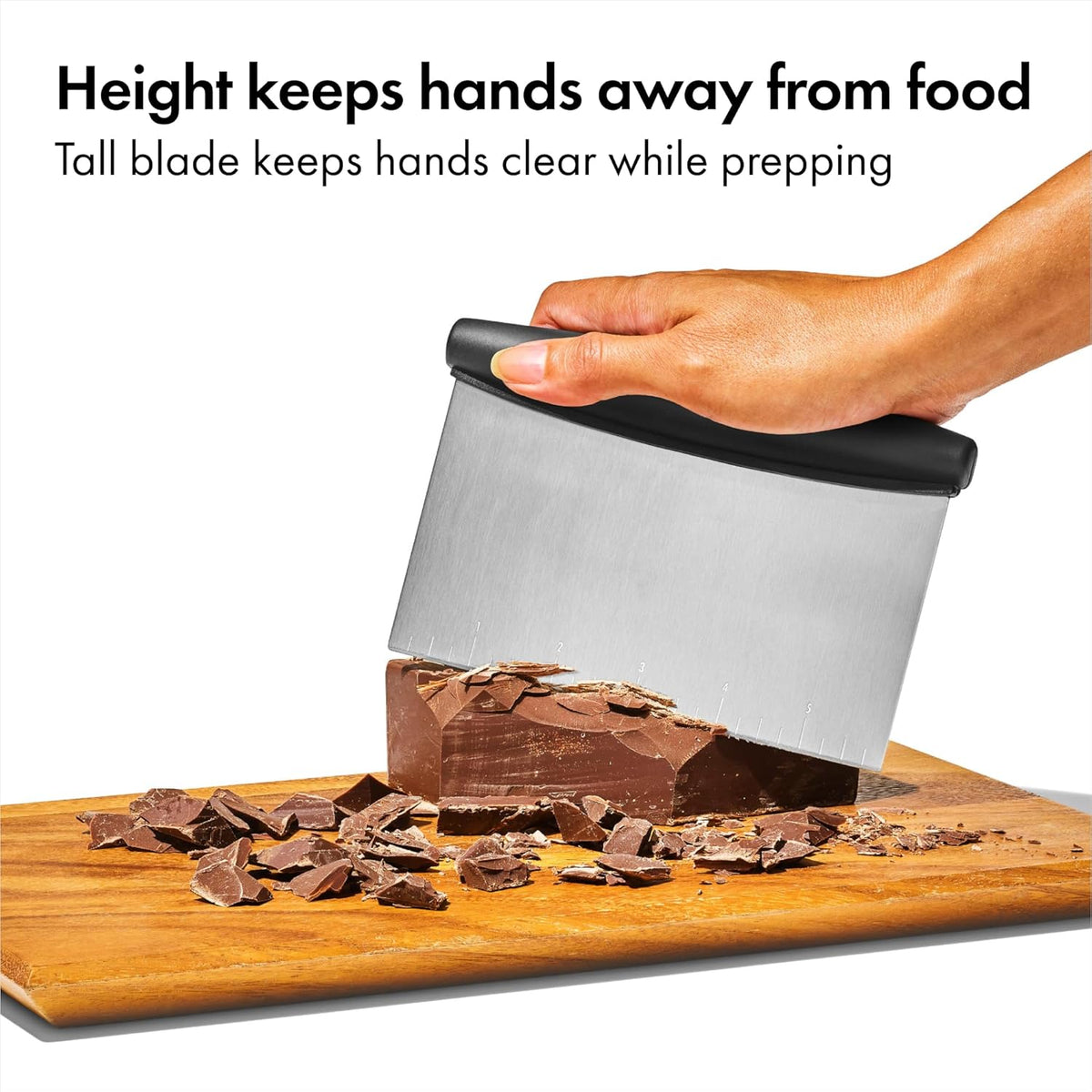 OXO Good Grips Stainless Steel Multi-Purpose Scraper & Chopper, Dough Cutter for Pizza, Bread and Cookie Dough, Multi-Purpose Vegetable Chopper