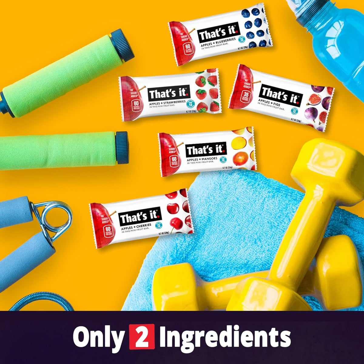 That's it. Mini Fruit Bars (Variety 35 Pack) No Sugar Added, Plant-Based, Vegan & Gluten Free, Breakfast Bar, Paleo, for Children & Adults, Non GMO