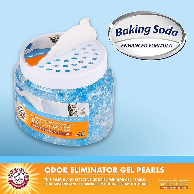 Arm & Hammer for Pets Air Care Pet Scents Deodorizing Gel Beads in Fresh Breeze | 12 oz Pet Odor Neutralizing Gel Beads with Baking Soda | Air
