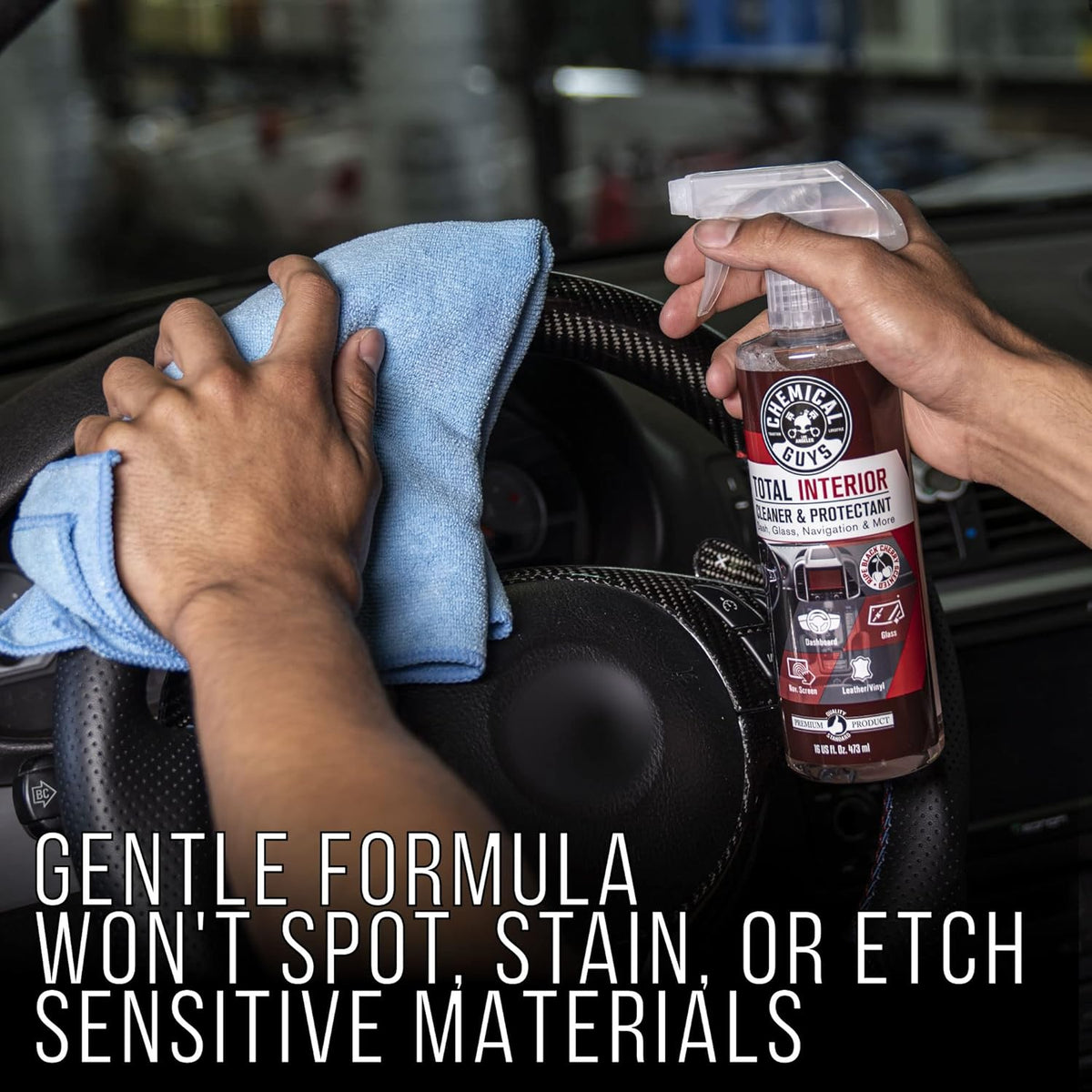 Chemical Guys Total Interior Cleaner & Protectant - Black Cherry, Car Cleaning Spray, Cleans and Protects Leather, Vinyl, Plastic, Rubber, and Glass