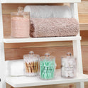 4 Pack Acrylic Qtip Holder Dispenser for Cotton Swabs, Balls, Pads, Floss Picks- Small Clear Plastic Canister Apothecary Jar Set, Bathroom Essentials